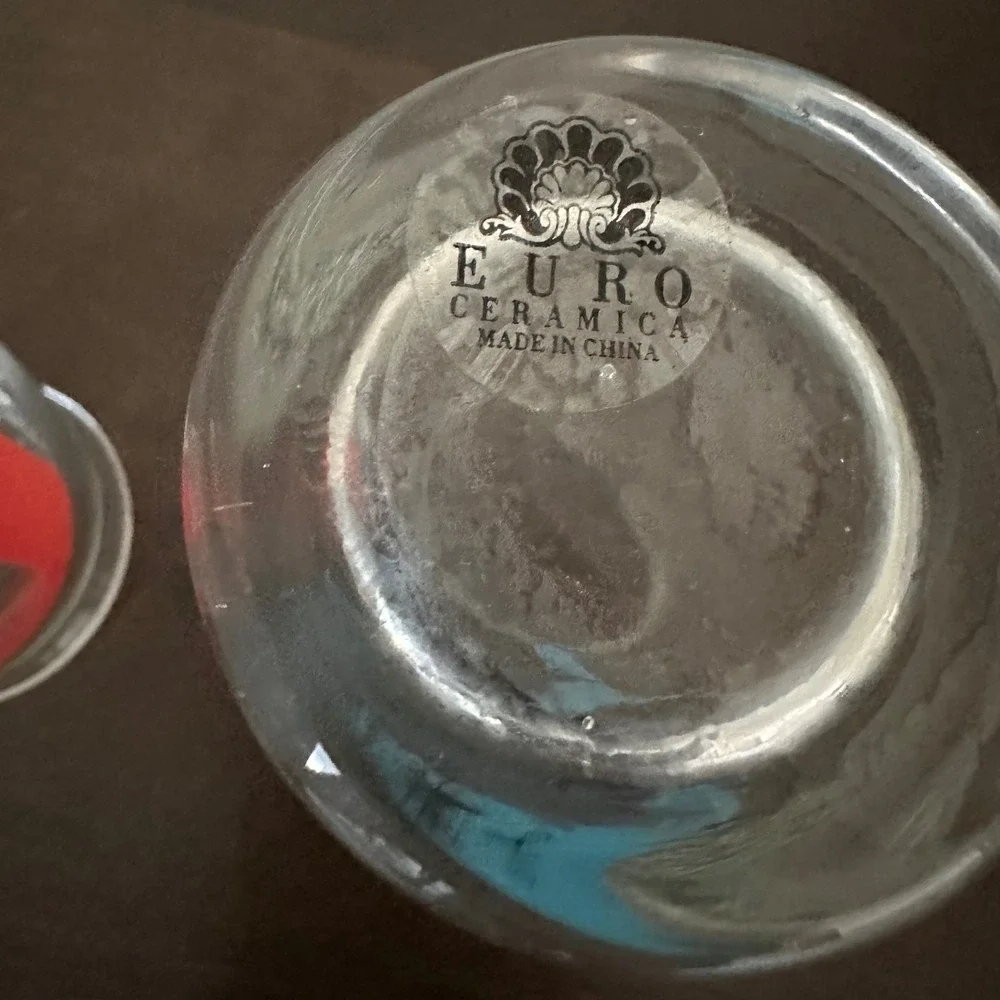 EURO CERAMICA Monogrammed J L Tall Drinking Glasses Set‎ of 2 Cherub Design